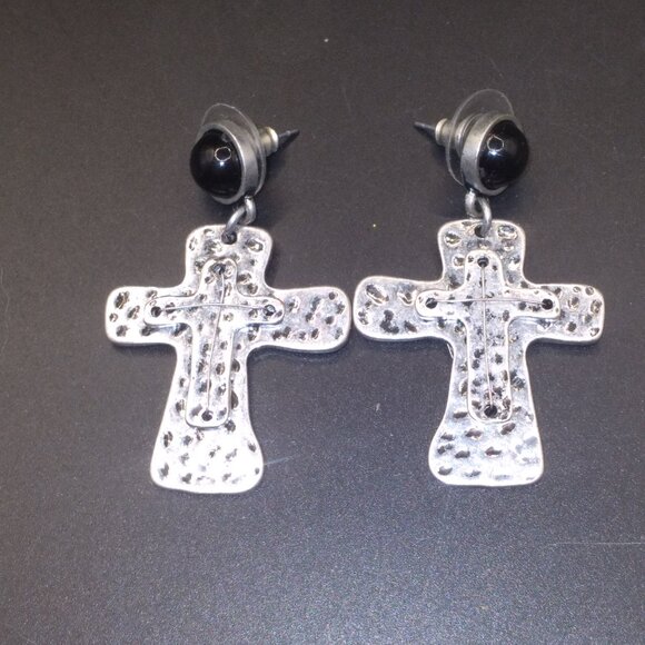 3 pairs silver & gold tone earrings Cross,Bows and Snakes - Picture 3 of 6